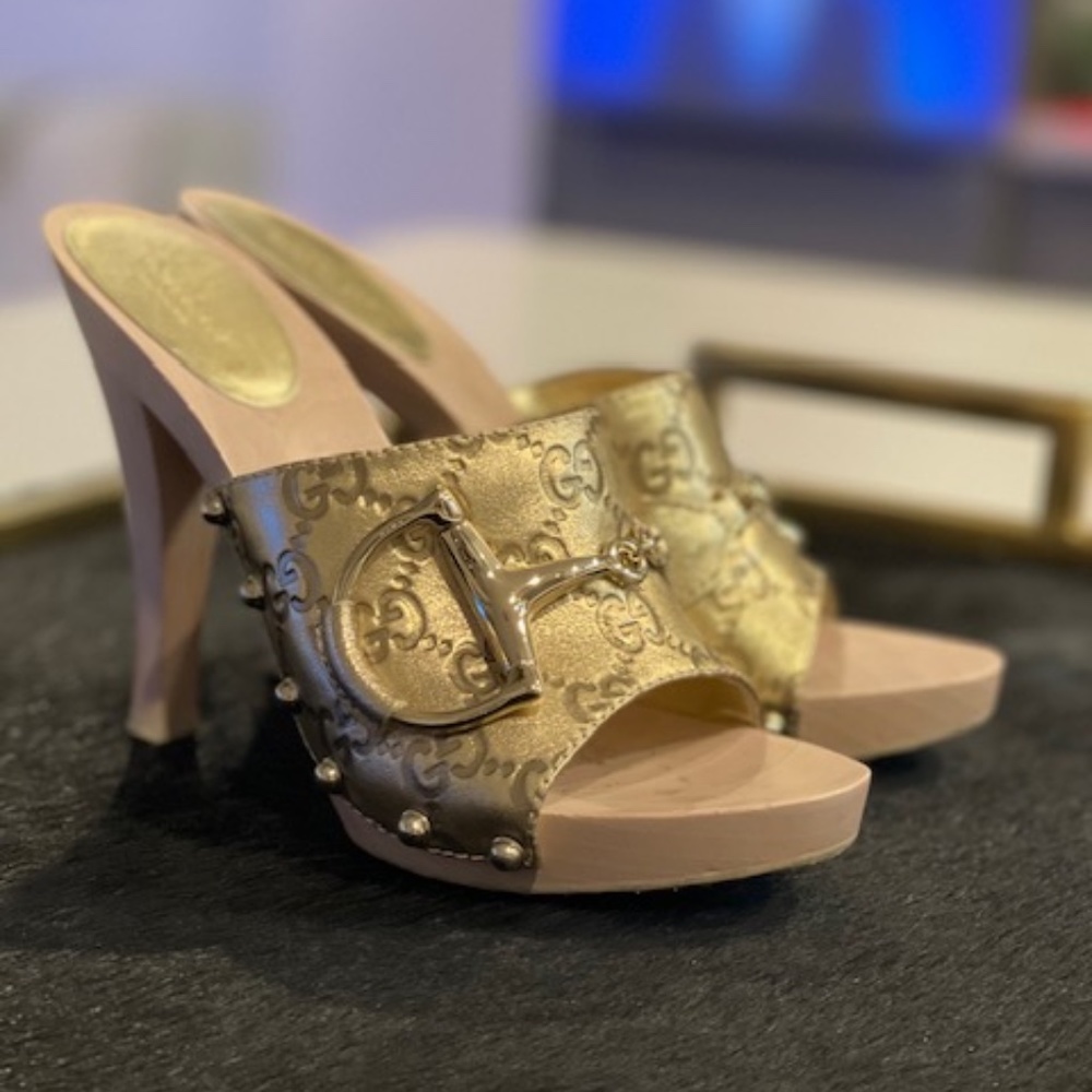 Gucci horsebit wooden sandals